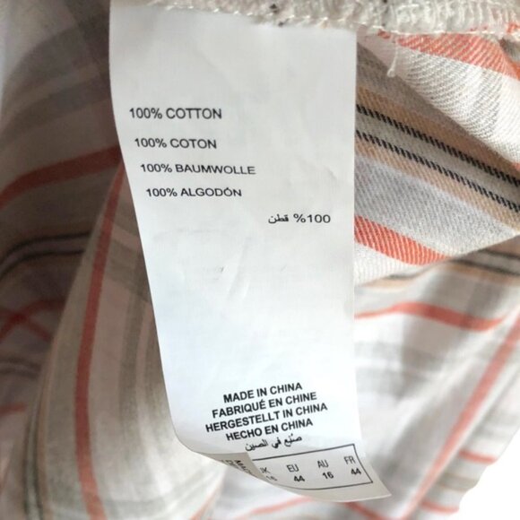 Addition Elle Plaid Button Up Shirt Size X Gray Peach and Orange Red - Picture 9 of 11
